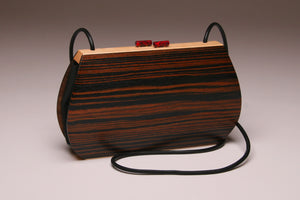 "Linaria" Medium Wood Handbag - Single Strap - Macassar Ebony