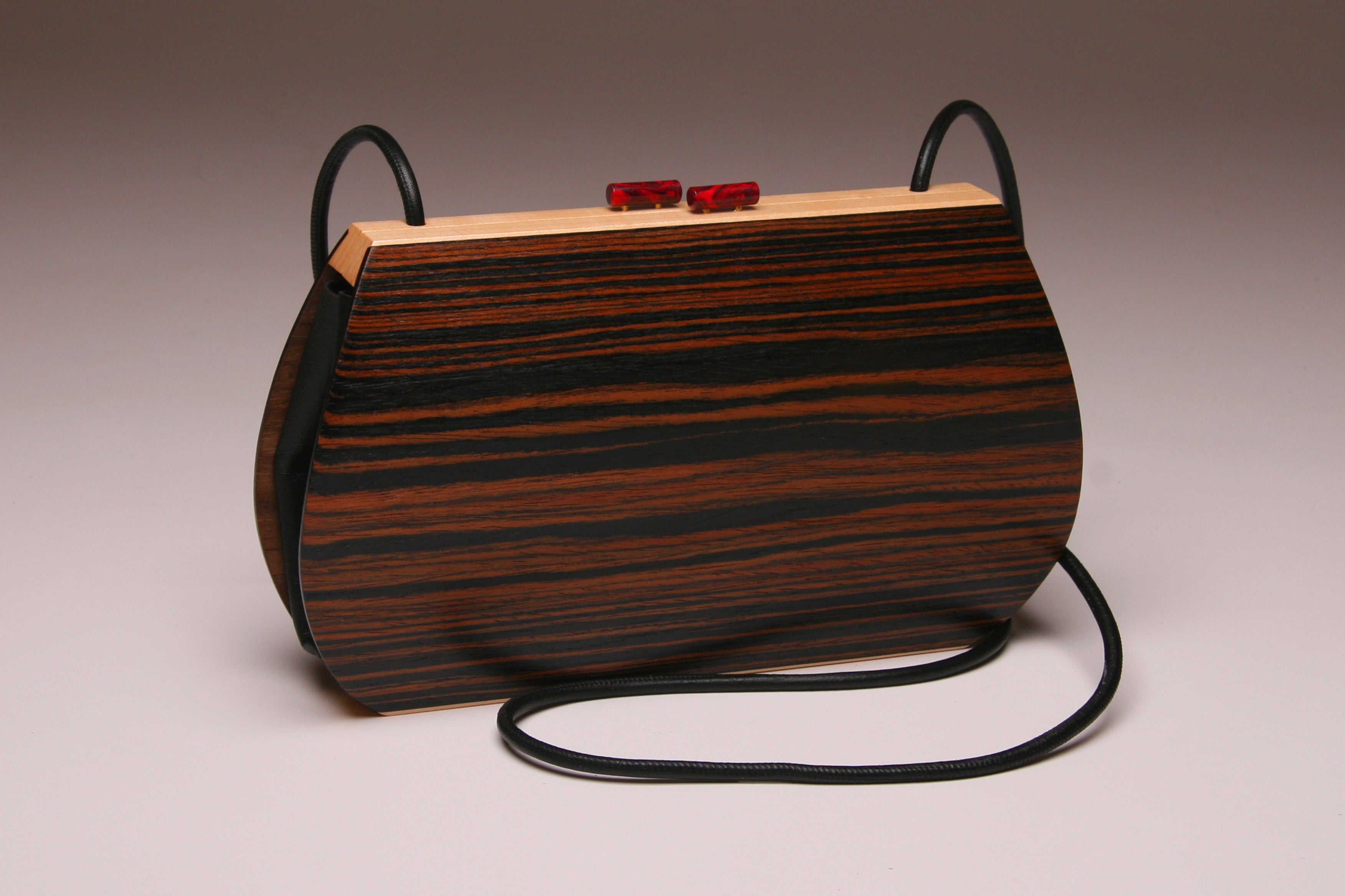 "Linaria" Medium Wood Handbag - Single Strap - Macassar Ebony