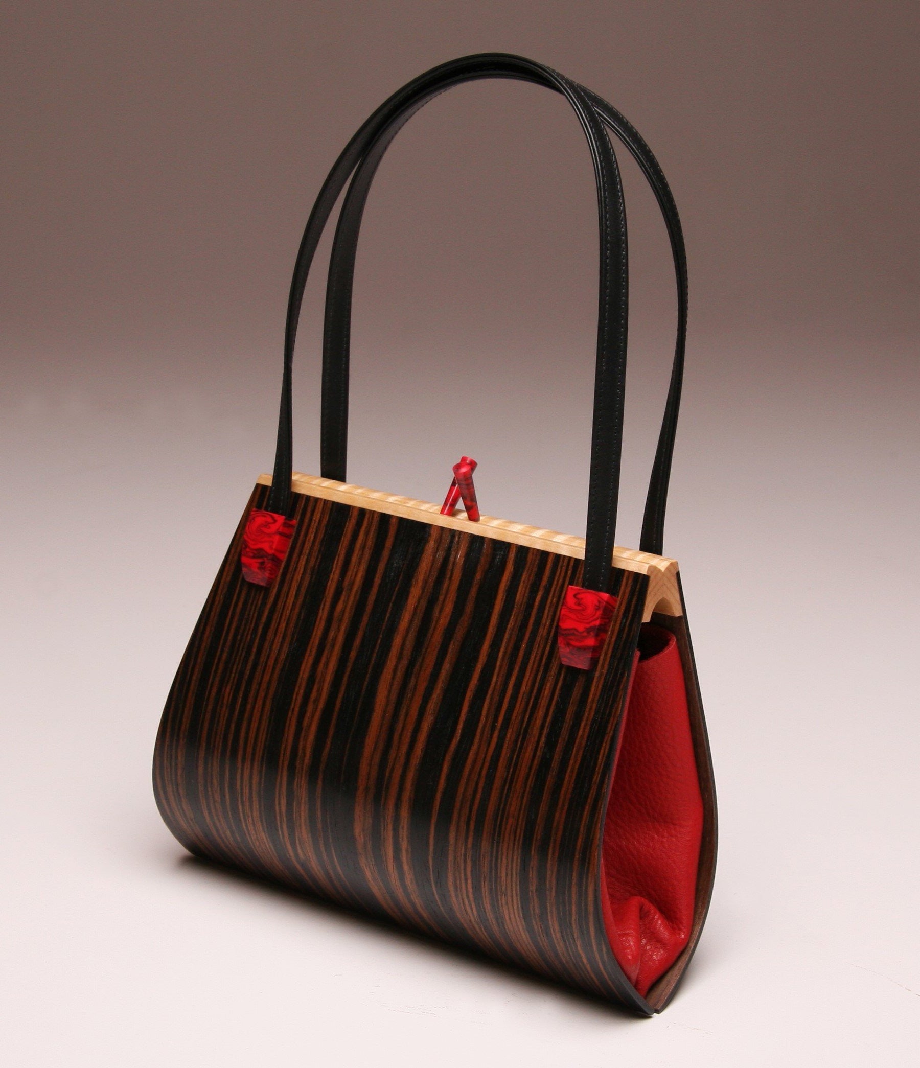 Emilia Medium Handbag-Double Strap-Macassar Ebony - An American Craftsman