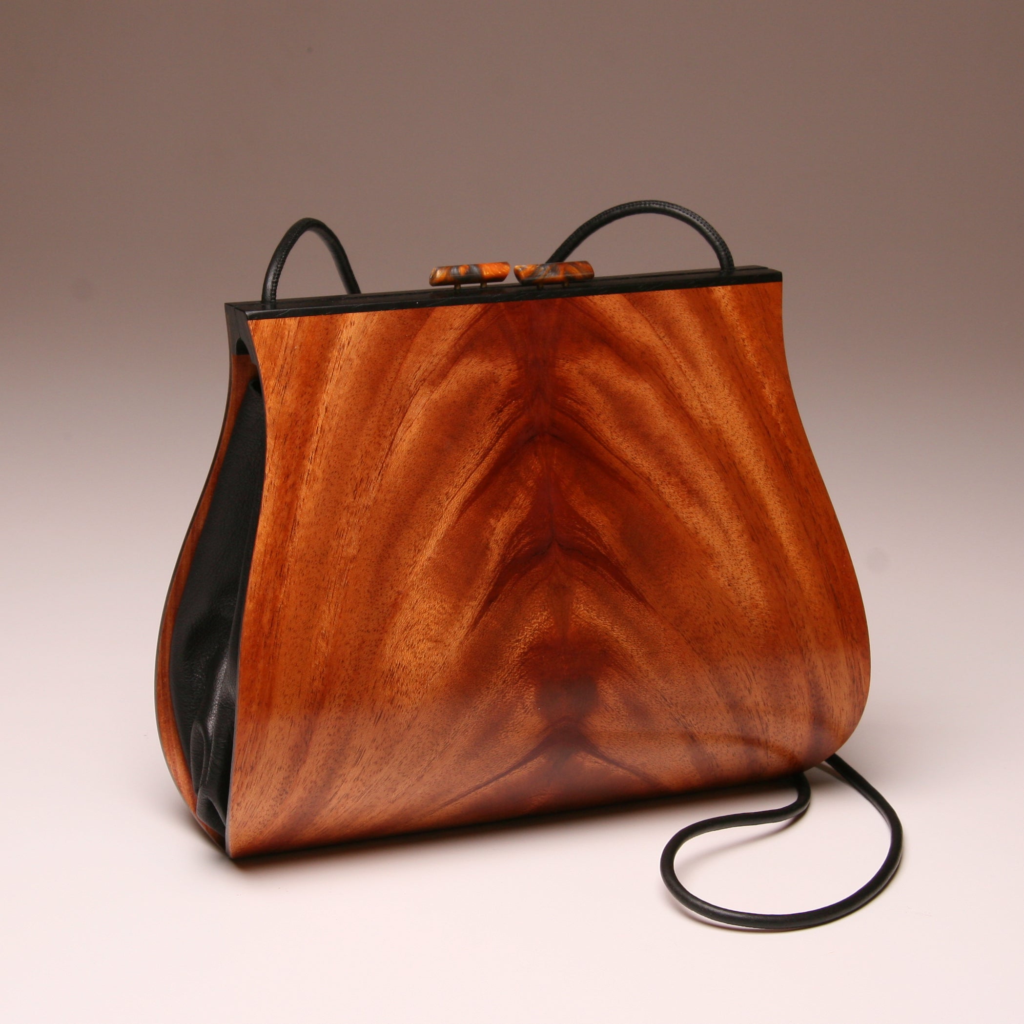 "Dianella" Large Handbag-Single Strap - Book-Matched Mahogany Crotch (Now taking orders to ship in approx. 3-4 weeks))